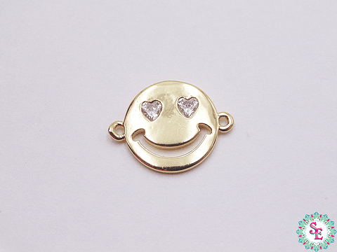 RODIO DORADO TERMINAL CARITA FELIZ OJO CIRCÓN 13MM