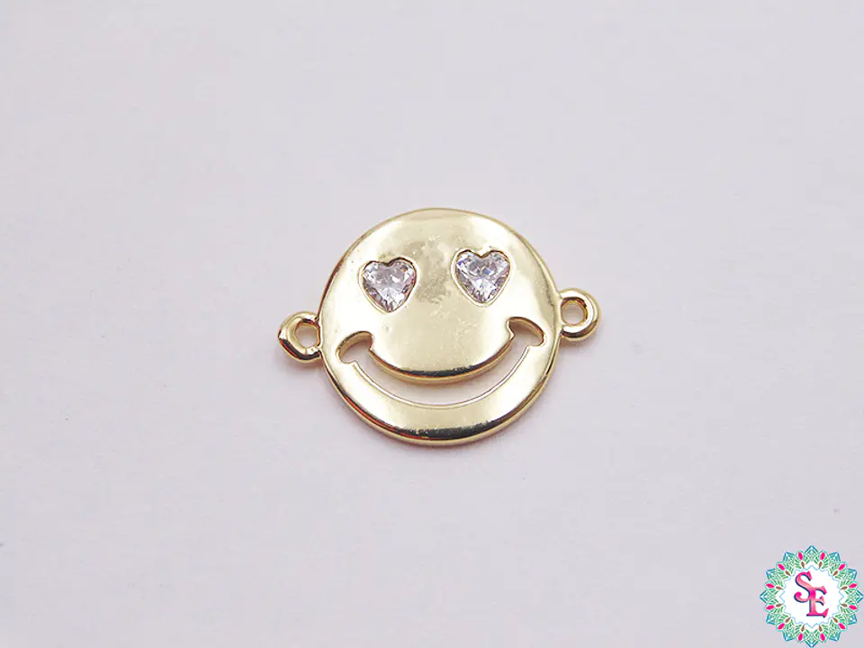 RODIO DORADO TERMINAL CARITA FELIZ OJO CIRCÓN 13MM 1