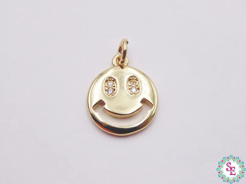 RODIO DORADO DIJE CARA FELIZ 572D OJO CIRCON 10MM 1