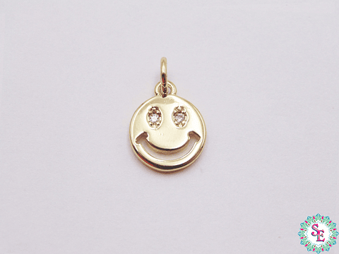 RODIO DORADO DIJE CARA FELIZ 580D  OJO CIRCON 13MM 