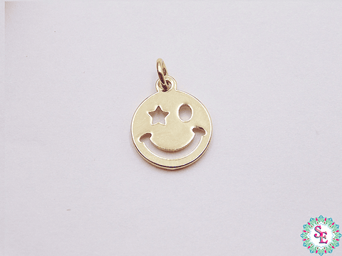 RODIO DORADO DIJE 11MM CARA FELIZ 576D