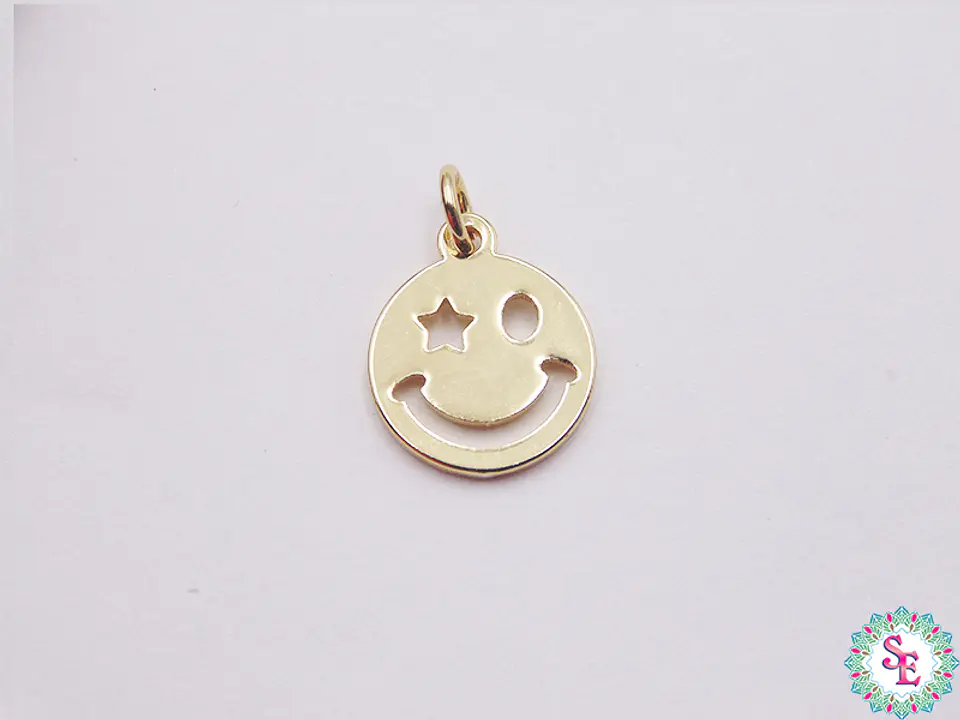 RODIO DORADO DIJE 11MM CARA FELIZ 576D 1