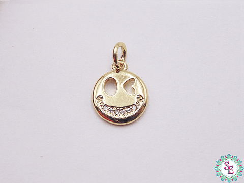 RODIO DORADO DIJE 11MM CARA FELIZ 571D 