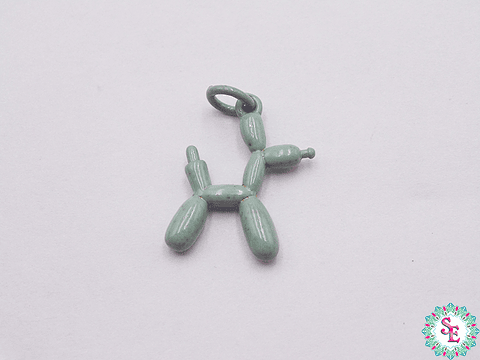 RODIO DORADO DIJE PERRO GLOBO VERDE MENTA 17MM 