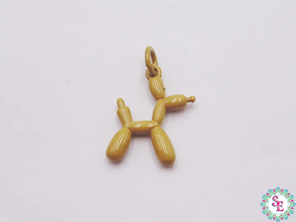 RODIO DORADO DIJE PERRO GLOBO VERDE OLIVA 17MM 1