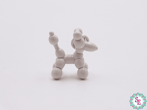 RODIO DORADO DIJE PERRO POODLE BLANCO 13MM