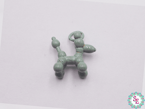 RODIO DORADO DIJE PERRO POODLE VERDE MENTA 13MM 