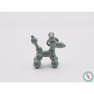 RODIO DORADO DIJE PERRO POODLE VERDE MENTA 13MM 