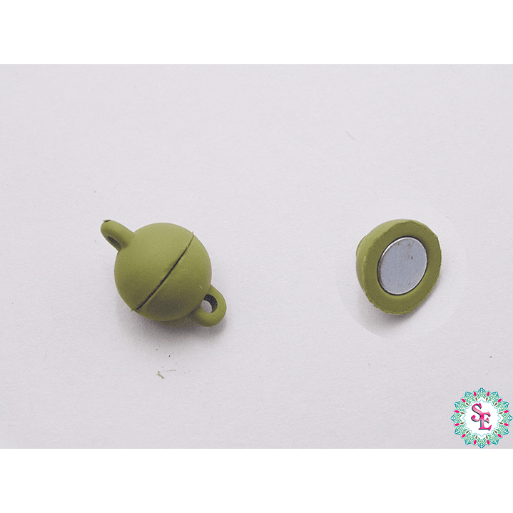 RODIO BROCHE REDONDO IMAN VERDE OLIVA 8MM  1