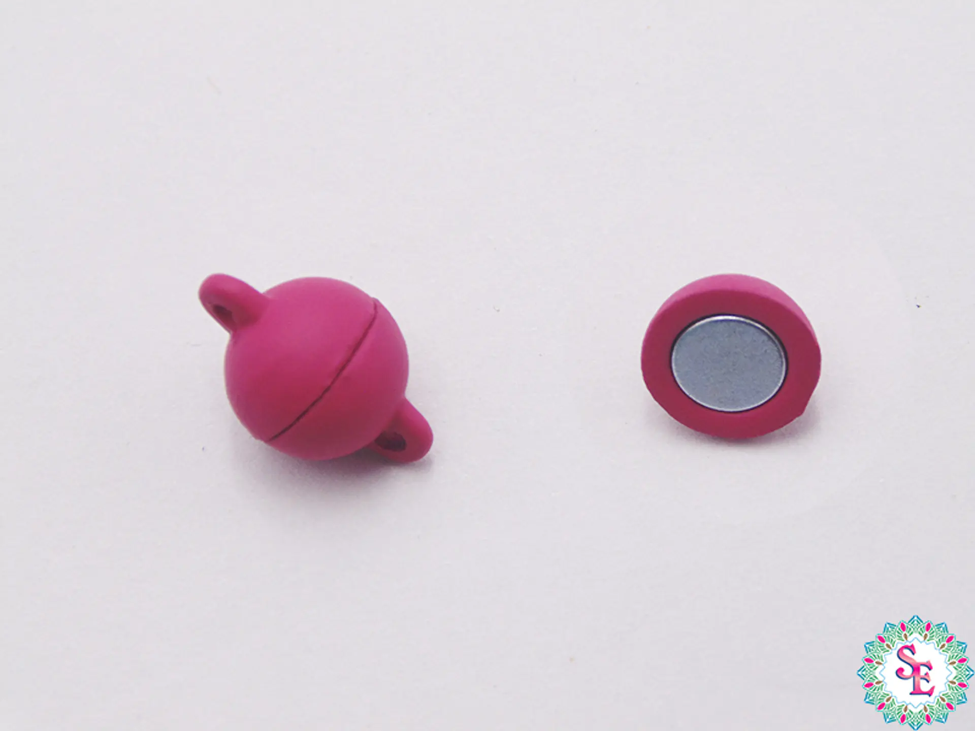 RODIO BROCHE REDONDO IMAN FUCSIA 8MM 1