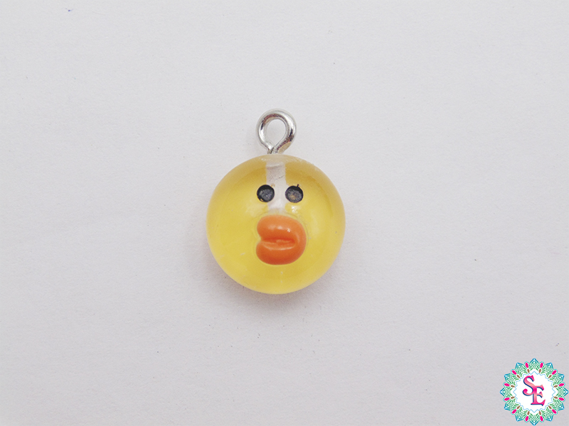 ACRYLIC FIGURE CHICKEN FACE PENDANT 12MM X UND