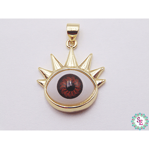 RODIO DORADO DIJE OJO CAFE PESTAÑA 21MM