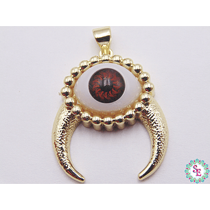 RODIO DORADO DIJE OJO CAFE CACHOS 26MM