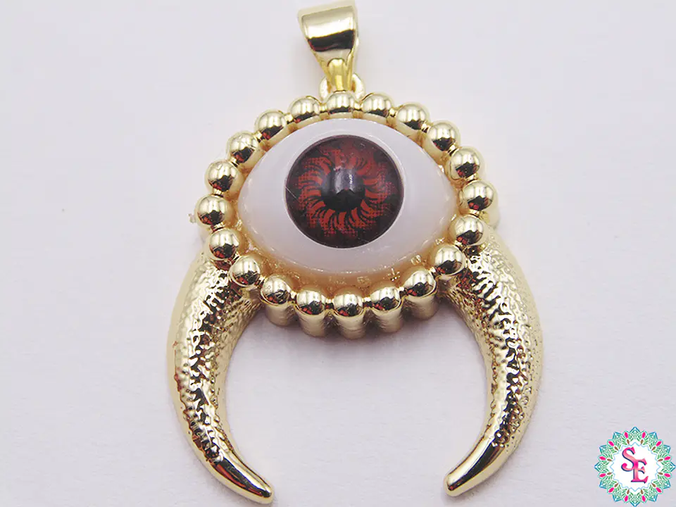 RODIO DORADO DIJE OJO CAFE CACHOS 26MM 1