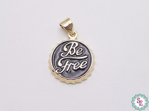 RODIO DORADO DIJE TAPA NEGRA BE FREE (SE LIBRE) 14MM