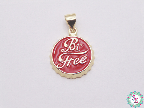 RODIO DORADO DIJE TAPA ROJA BE FREE (SE LIBRE) 