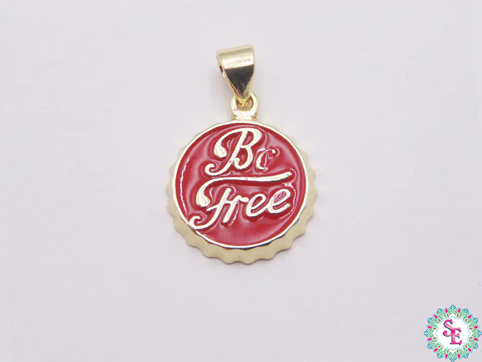 RODIO DORADO DIJE TAPA ROJA BE FREE (SE LIBRE)  1