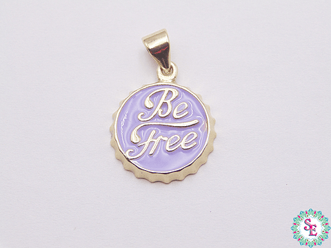 RODIO DORADO DIJE TAPA LILA BE FREE(SE LIBRE) 14MM