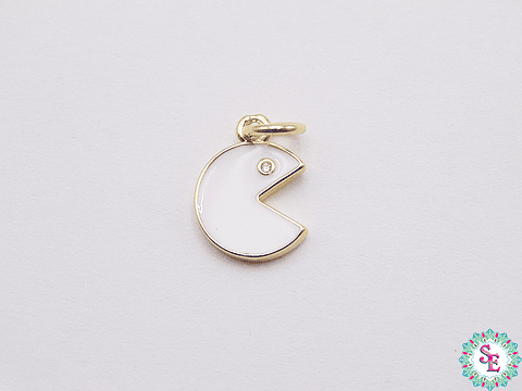 RODIO DORADO DIJE PAC MAN BLANCO 12MM 