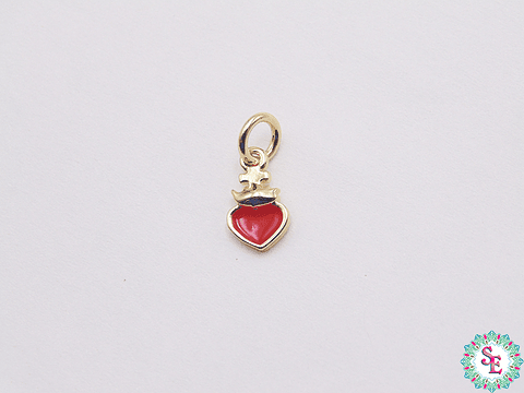 RODIO DORADO DIJE CORAZON MINI ROJO 9MM