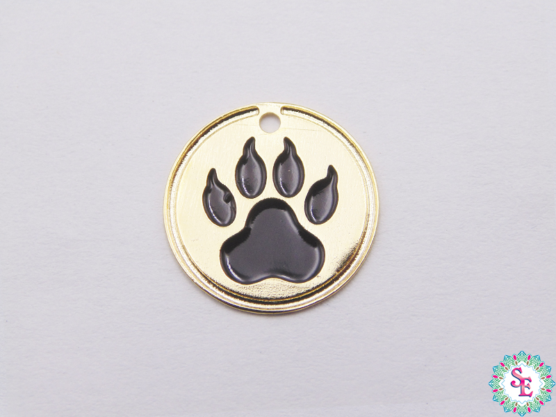 GOLD GOLFI ROUND TERMINAL DOG FOOTPRINT 15MM X UND