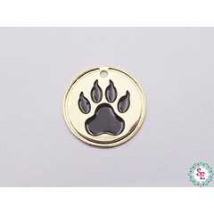 GOLD GOLFI ROUND TERMINAL DOG FOOTPRINT 15MM X UND