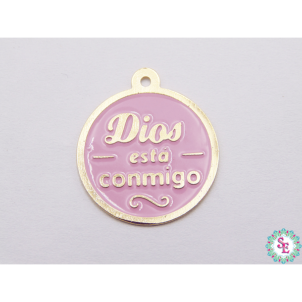 GOLD GOLFI PINK PENDANT GOD IS WITH ME 18MM X PCS