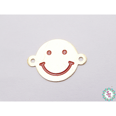 GOLD GOLFI ROUND TERMINAL RED HAPPY FACE 15MM X UND