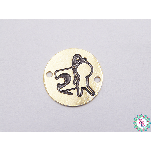 GOLD GOLFI ROUND END PUZZLE GIRL 15MM X PCS