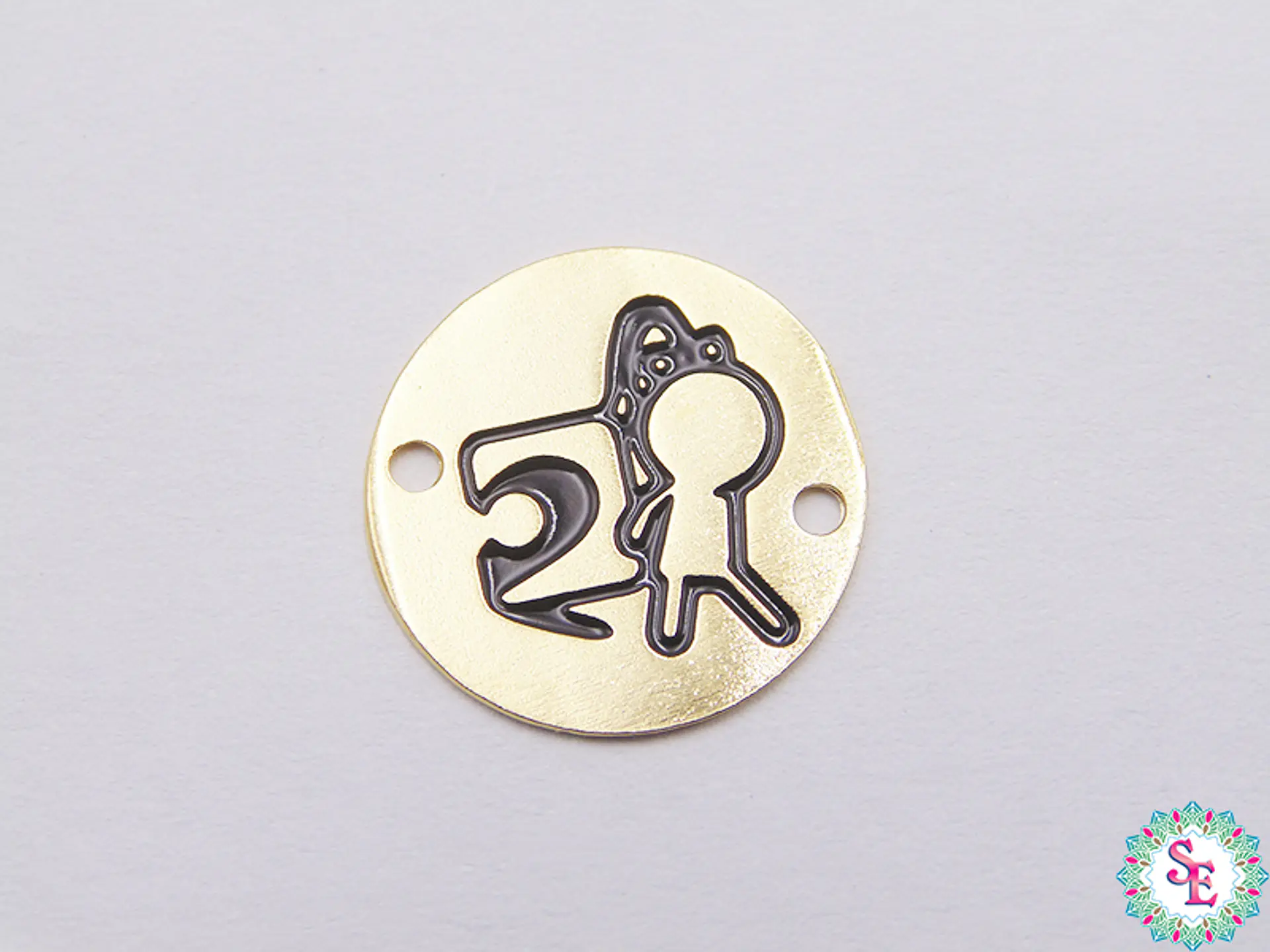 GOLD GOLFI ROUND END PUZZLE GIRL 15MM X PCS 1