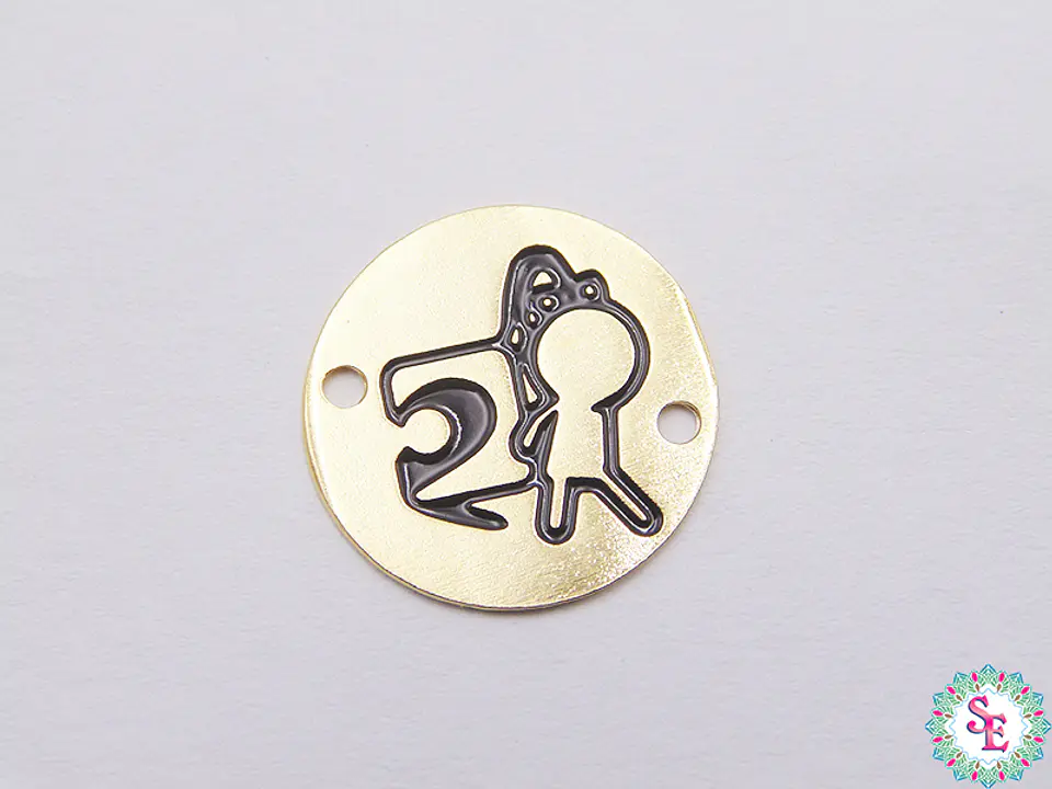 GOLD GOLFI ROUND END PUZZLE GIRL 15MM X PCS 1