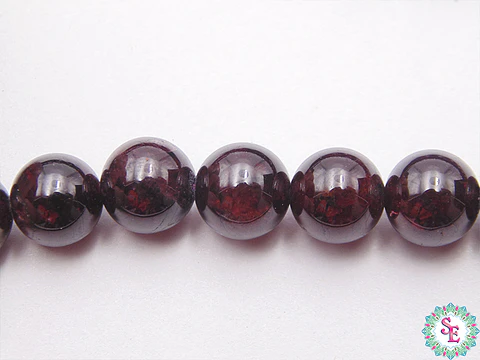 SARTA DE PIEDRA NATURAL LISA 8MM GRANATE X 48 UND APROX.