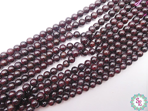 SARTA DE PIEDRA NATURAL LISA 8MM GRANATE X 48 UND APROX.
