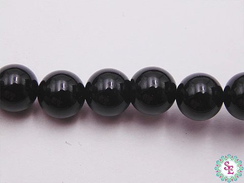 PIEDRA NATURAL LISA AGATA # 6MM NEGRA X 64 UND APROX 