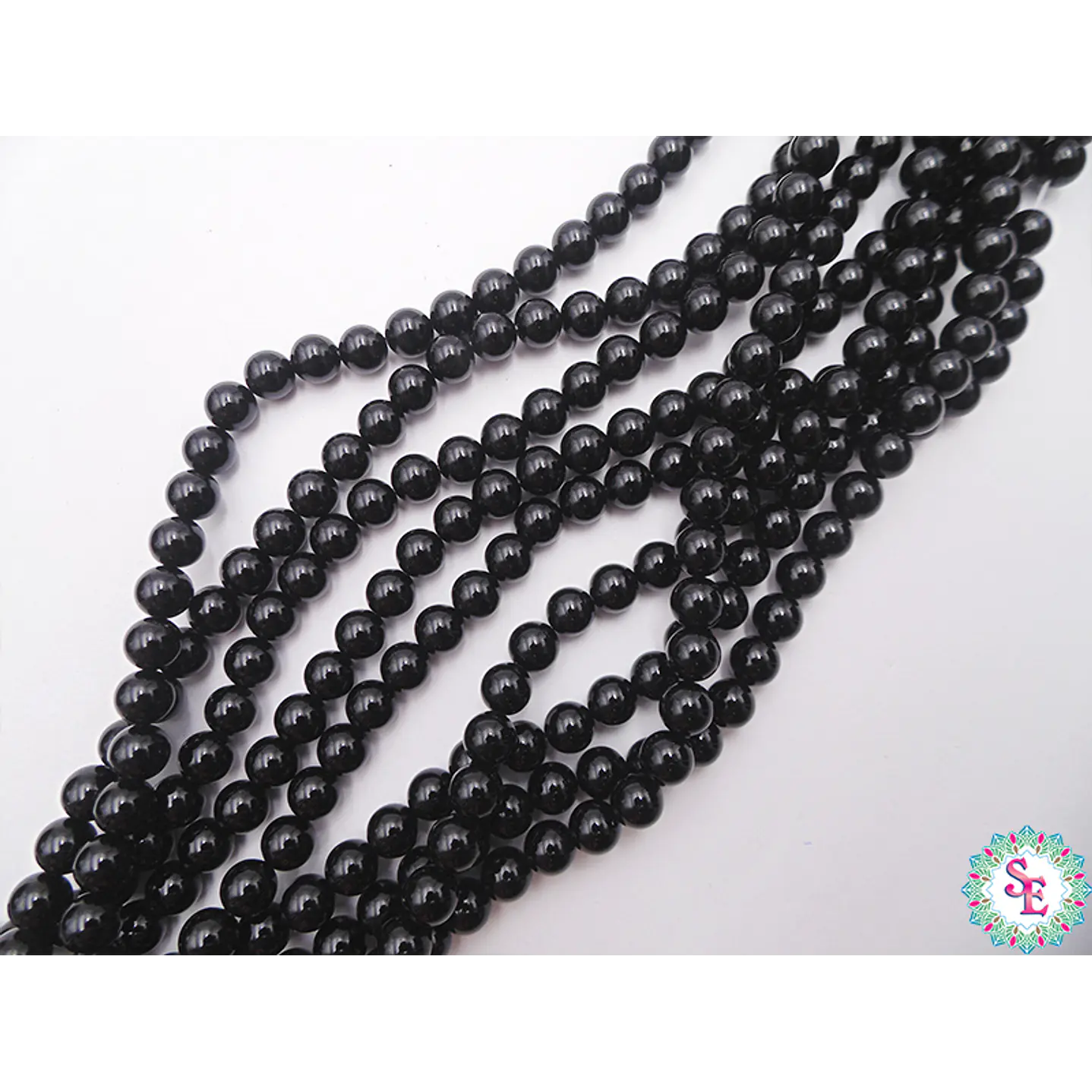 PIEDRA NATURAL LISA AGATA # 6MM NEGRA X 64 UND APROX  2