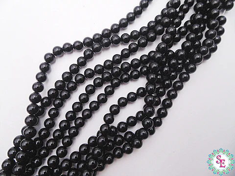 PIEDRA NATURAL LISA AGATA # 6MM NEGRA X 64 UND APROX 
