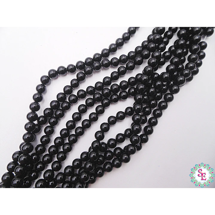 PIEDRA NATURAL LISA AGATA # 6MM NEGRA X 64 UND APROX  2