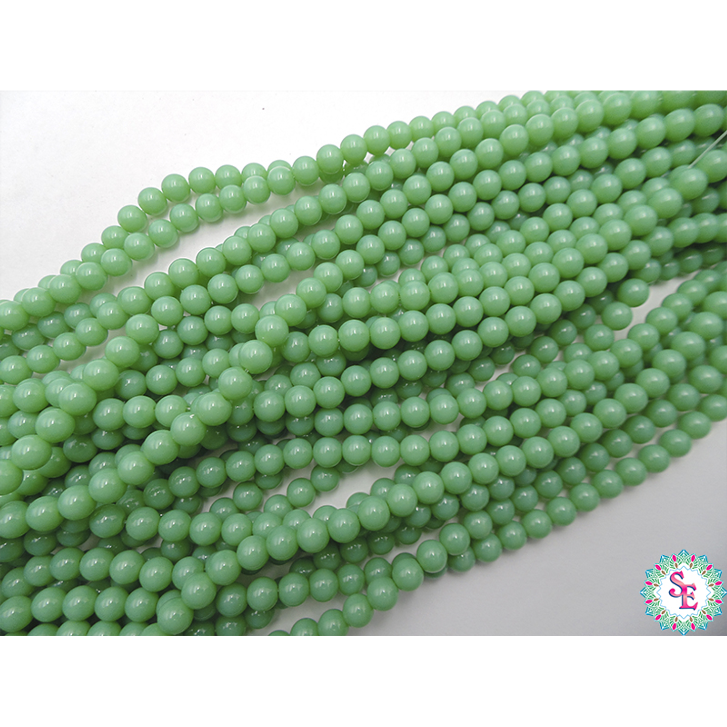 CRISTAL VIDRIO REDONDO #8MM VERDE MANZANA 2