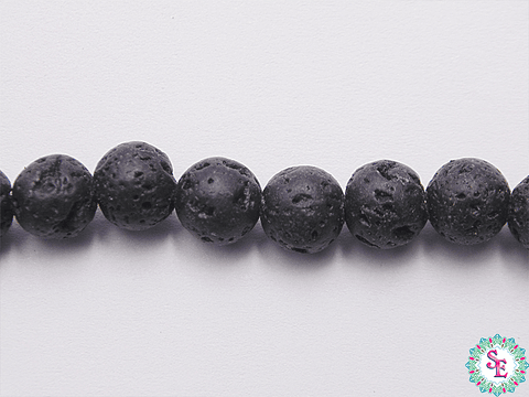 SARTA DE PIEDRA 6MM  VOLCANICA NEGRA  X64 UND APROX.