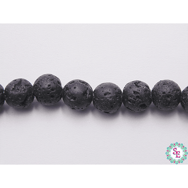 SARTA DE PIEDRA 6MM  VOLCANICA NEGRA  X64 UND APROX. 1