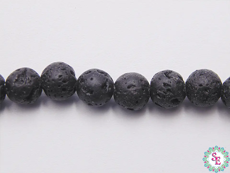 SARTA DE PIEDRA 6MM  VOLCANICA NEGRA  X64 UND APROX. 1