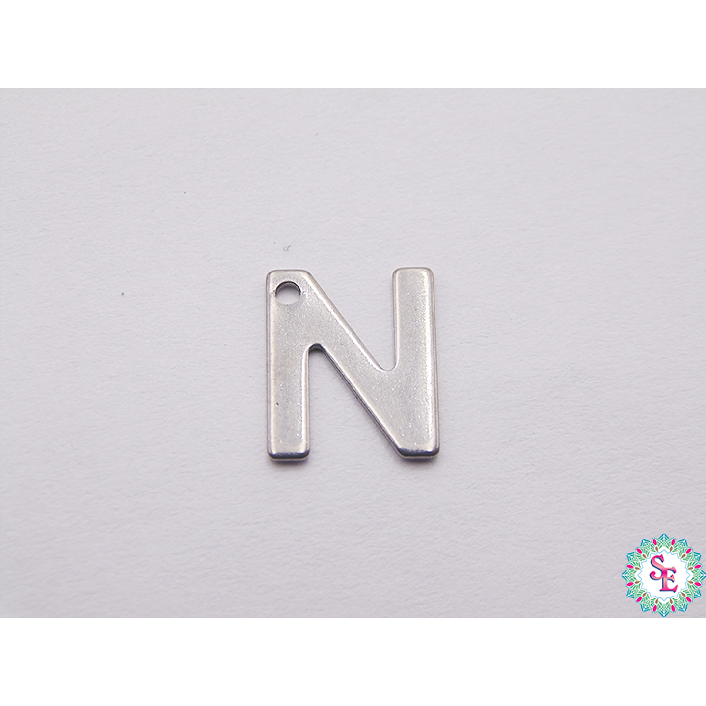 ACERO PLATEADO ABECEDARIO DIJE LETRA N  11MM 1