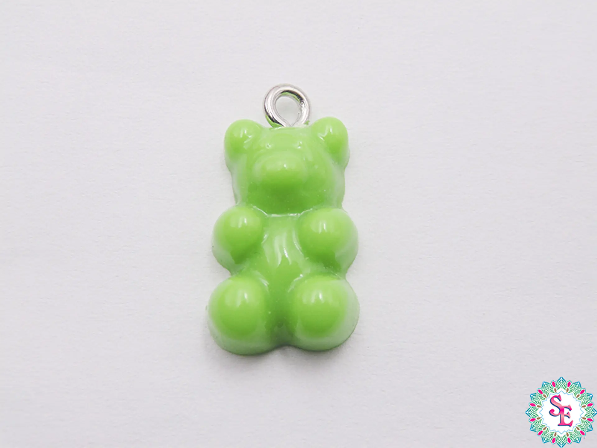 ACRILICO DIJE OSO 20MM  VERDE MANZANA X UND  1