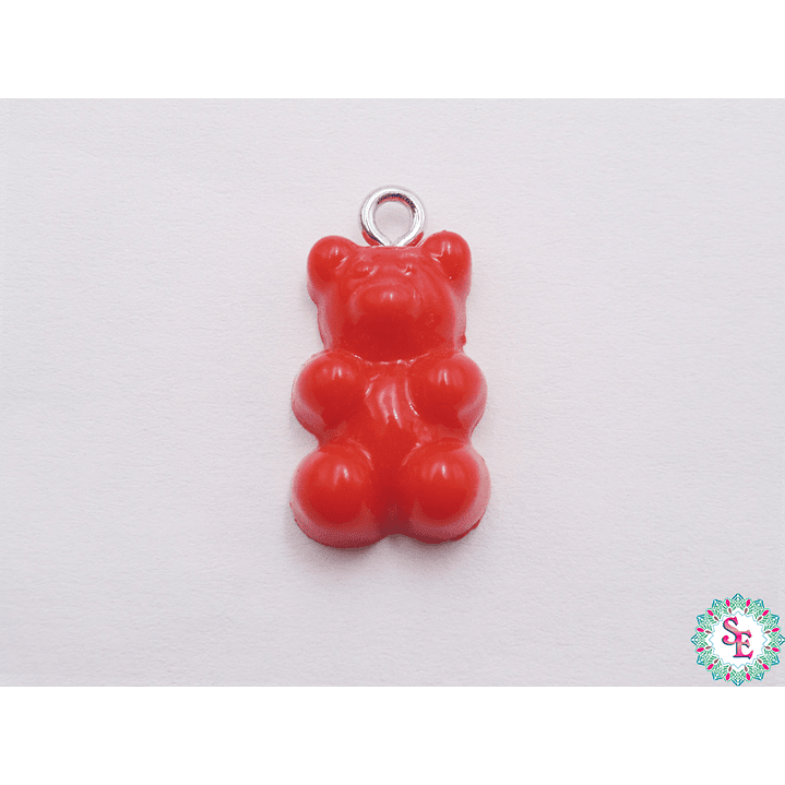 ACRILICO DIJE OSO 20MM ROJO 1