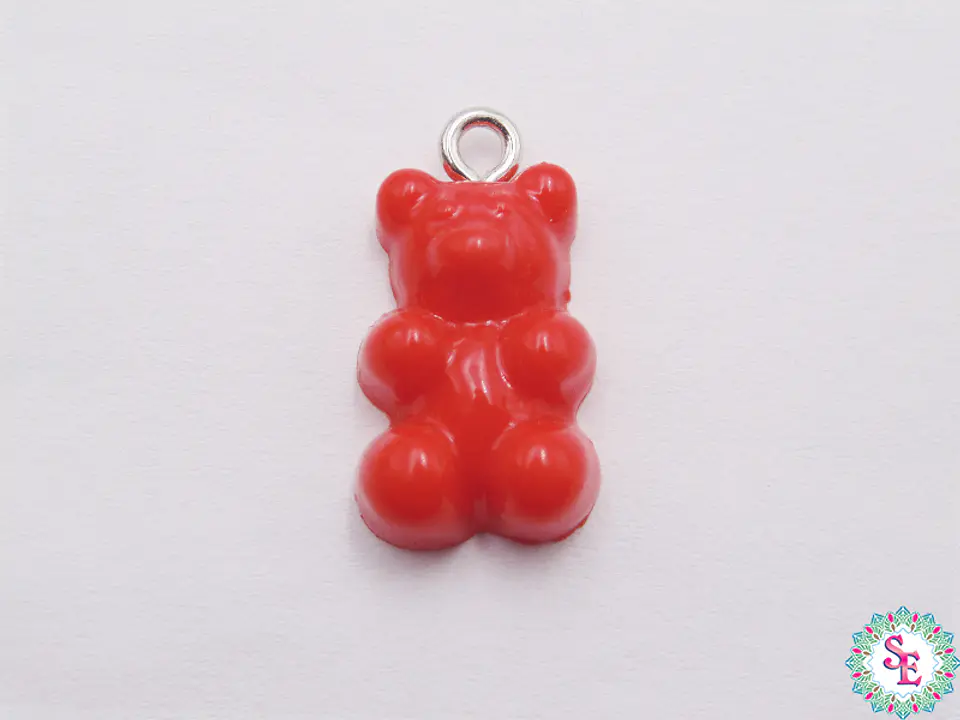 ACRILICO DIJE OSO 20MM ROJO 1