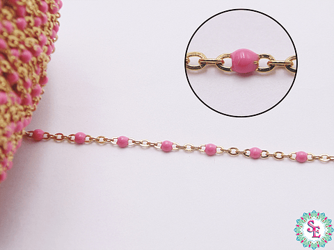 ACERO DORADO CADENA 0.5MM SEPARADOR FUCSIA X METRO