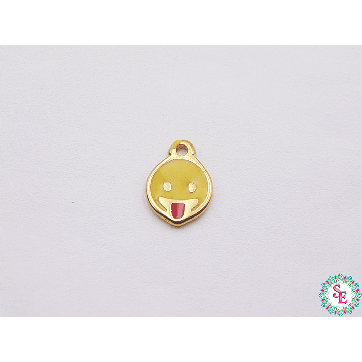 SAMAK DORADA DIJE EMOTICON TRAVIESO PQ 9MM  1