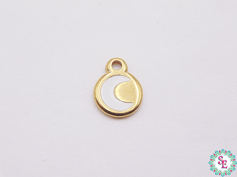 SAMAK DORADA DIJE APLIQUE LUNA BLANCA 10MM 