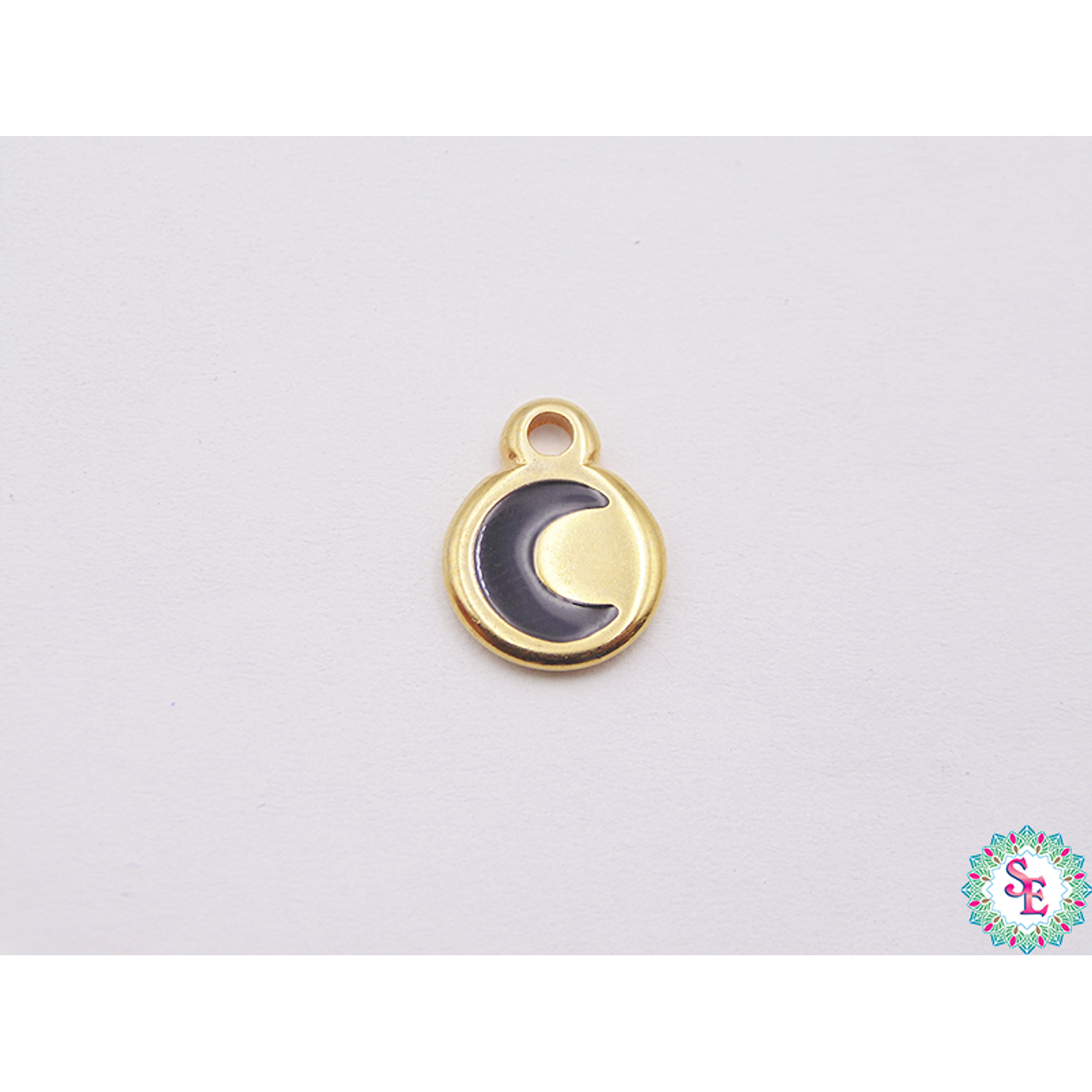 SAMAK DORADA DIJE APLIQUE LUNA NEGRA 10MM 1