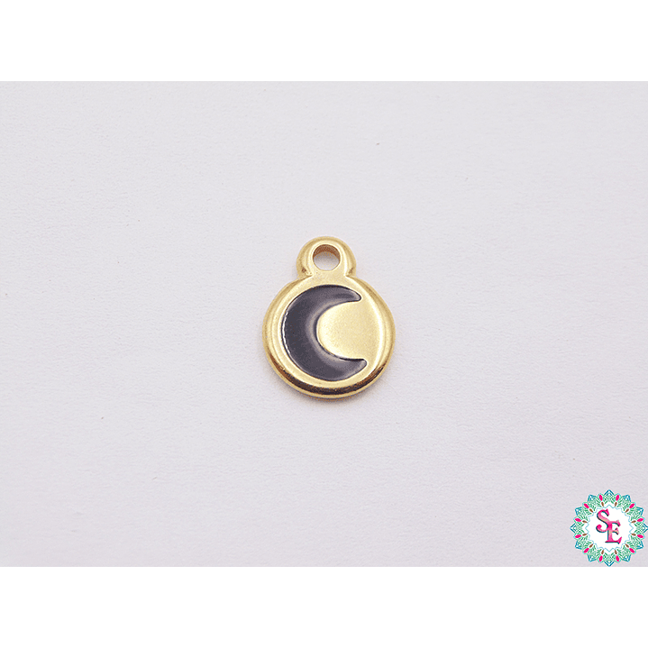 SAMAK DORADA DIJE APLIQUE LUNA NEGRA 10MM 1